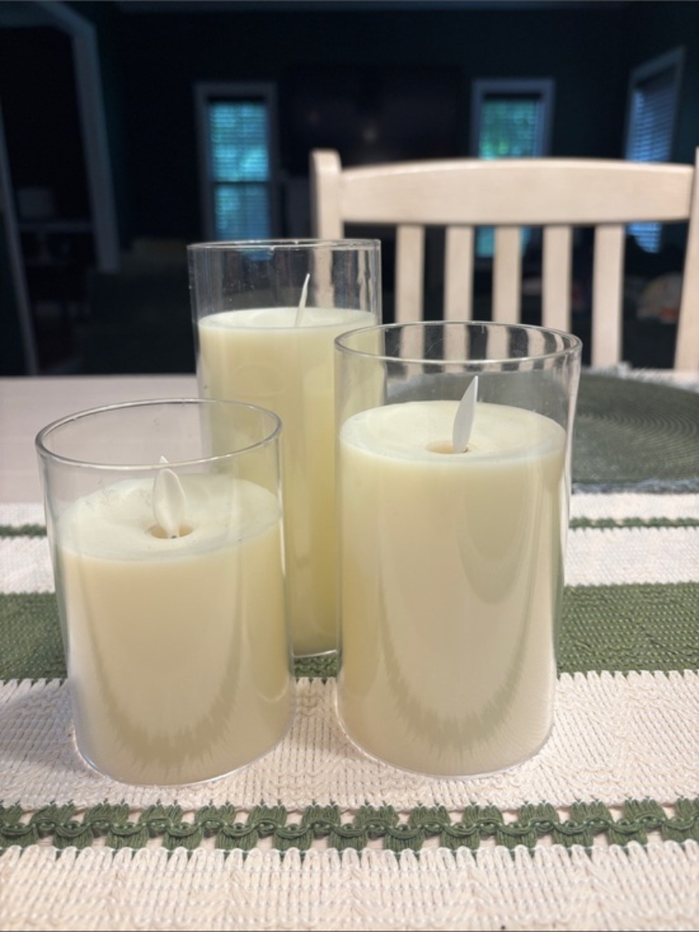Set of 3 Faux Glass Battery Flickering Candles